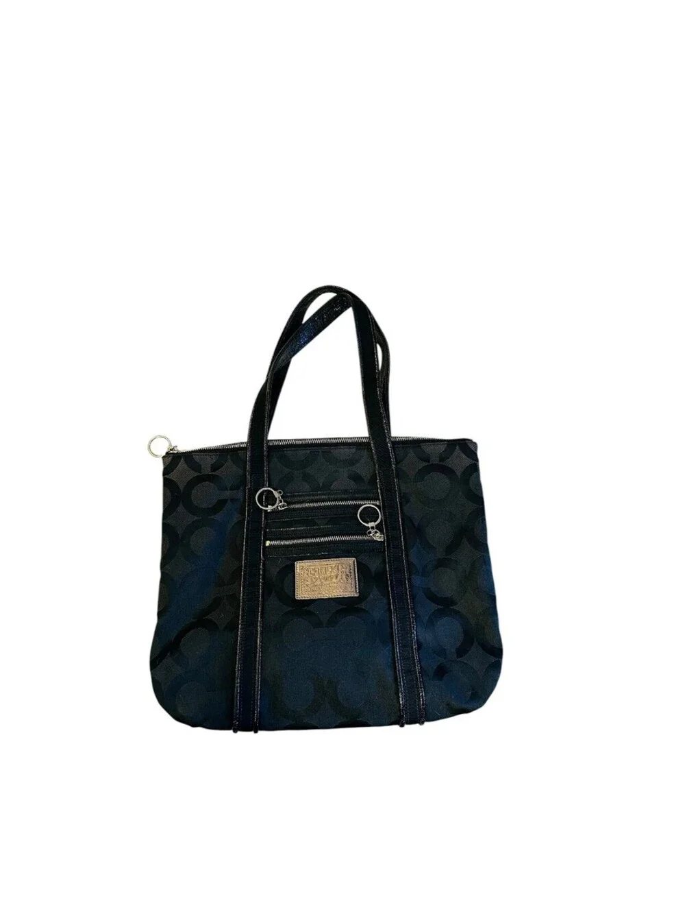 Coach Black Poppy Op Art Glam Tote